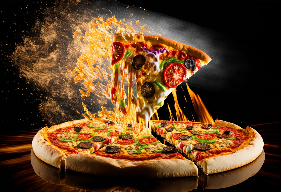 Pizza With Slice Being Lifted Up Word Pizza It 1.webp
